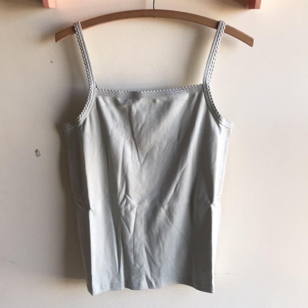 Madewell Light Gray Crochet-Trim Tank Top